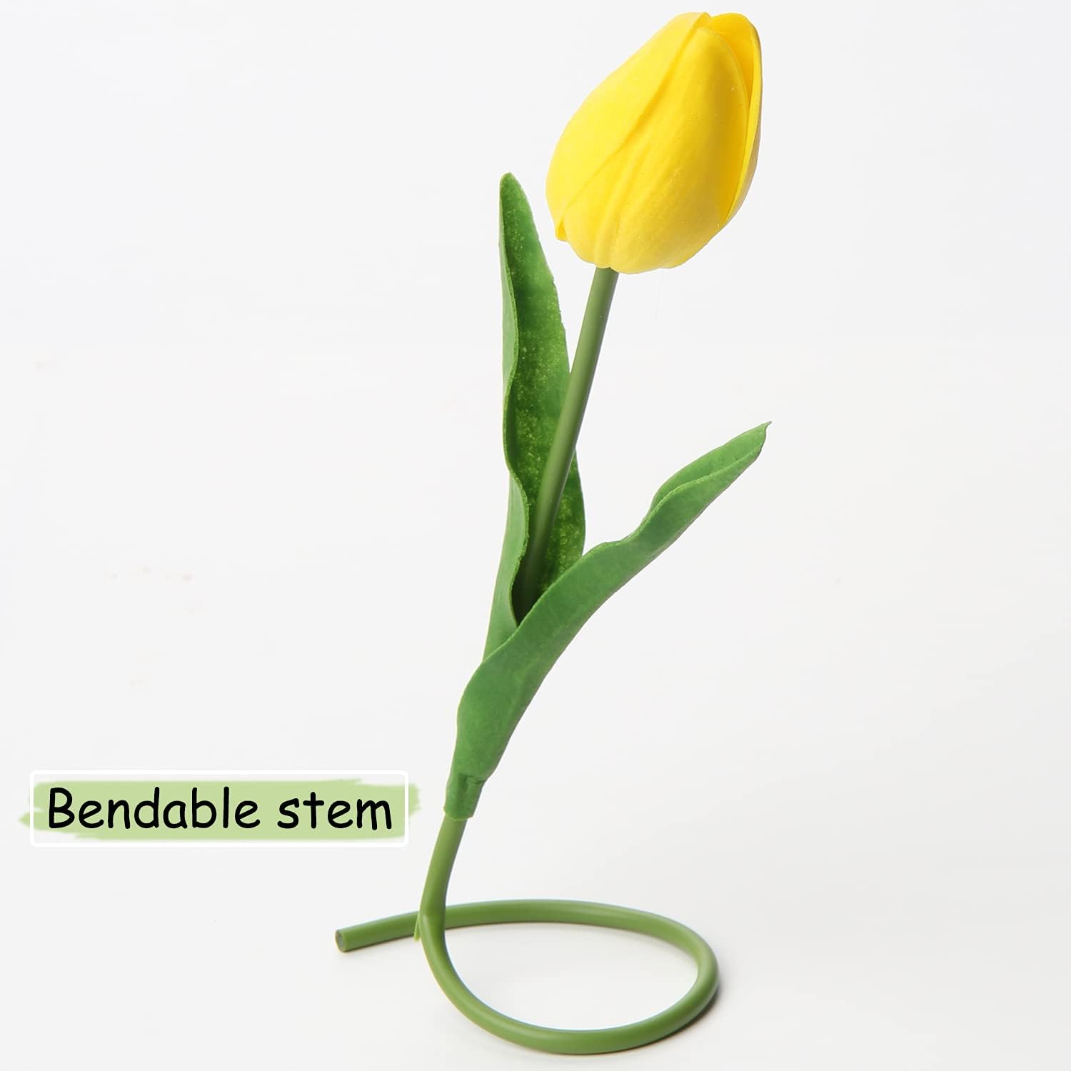 10 Pcs Yellow Tulips Artificial Flowers Real Touch Fake Tulips Fake Flowers for Mother's Day 13.5" Faux Tulips Faux Flowers Bulk Artificial Tulips Flowers for Vase Centerpieces Home Wedding Bouquet