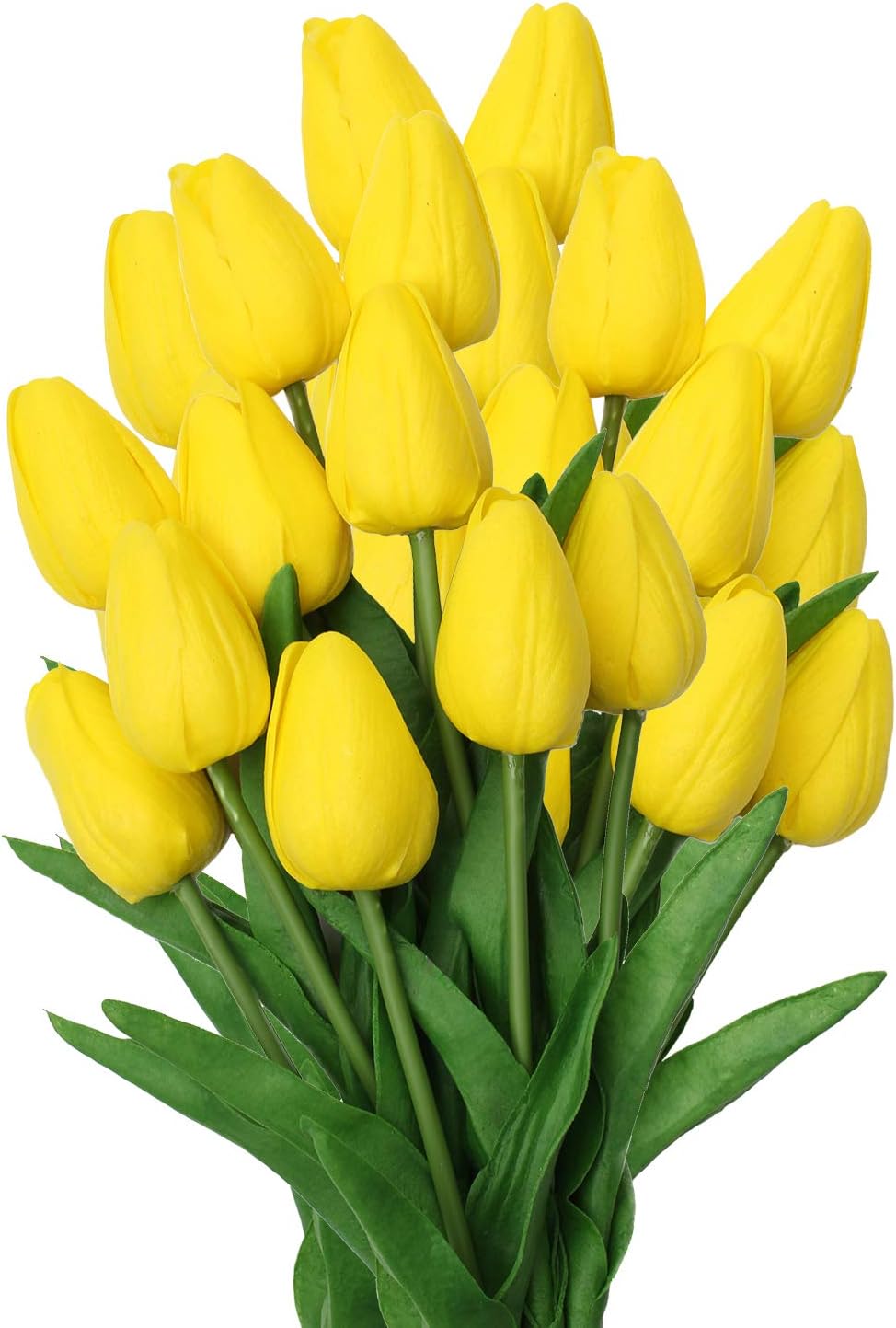 10 Pcs Yellow Tulips Artificial Flowers Real Touch Fake Tulips Fake Flowers for Mother's Day 13.5" Faux Tulips Faux Flowers Bulk Artificial Tulips Flowers for Vase Centerpieces Home Wedding Bouquet