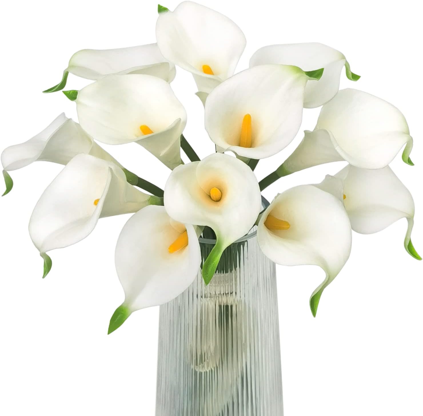 White Calla Lily 12Pcs Artificial Flowers Bouquet for Wedding Bride Shower Blessing Gift Home Decoration Faux Calla Lilies Flower, White