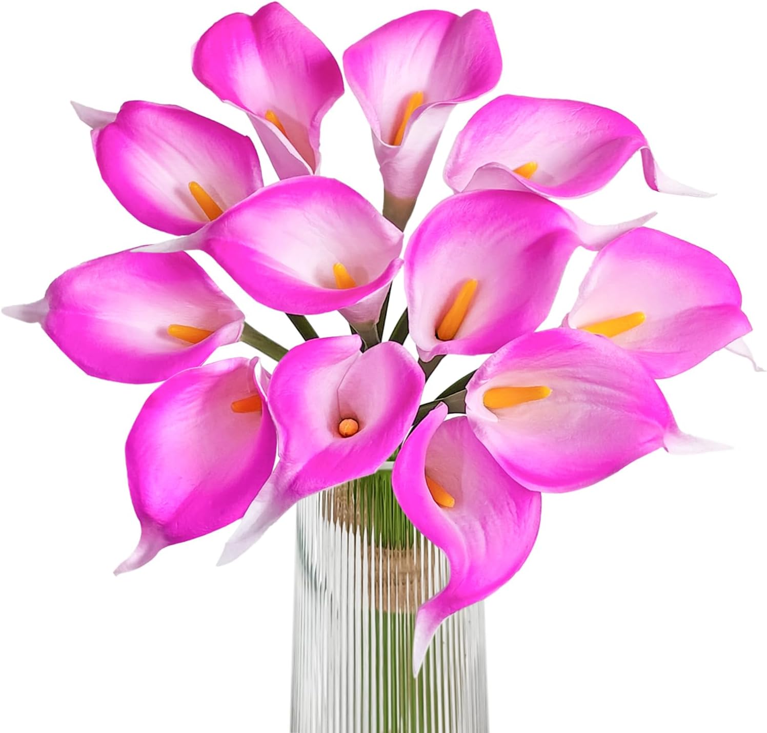 White Calla Lily 12Pcs Artificial Flowers Bouquet for Wedding Bride Shower Blessing Gift Home Decoration Faux Calla Lilies Flower, White