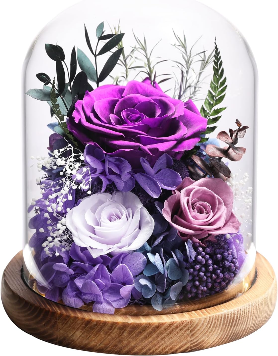 Flowers for Delivery Preserved Rose Gifts for Women,Long-Lasting Forever Flowers in Glass Dome, Birthday Gifts for Women Mom Friend(Purple Rose)