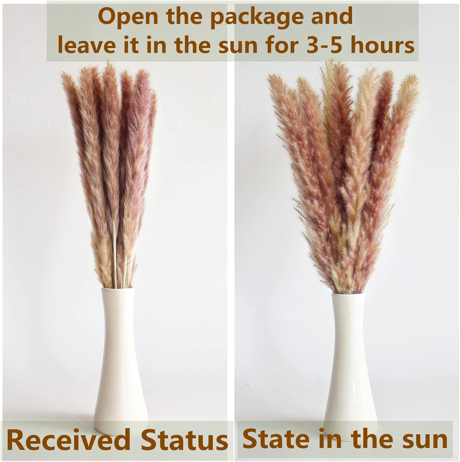 110 PCS of Boho Pampas Grass Decor, Naturally Dried Pompas, Bunny Tails Dried Flowers, and dried eucalyptus. Perfect for Weddings, Boho Party Decorations, and Table Decor.