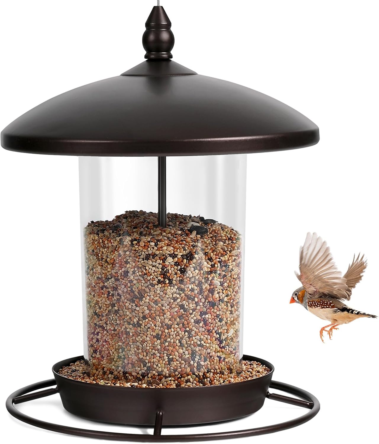 Pack of 2 - Metal Roof Bird Feeder for Backyard Birds, Bronze.