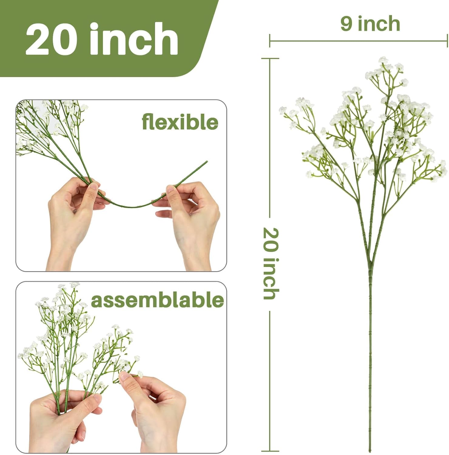 Sukh 10PCS Baby Breath Artificial Flowers Fake Babys Breath Gypsophila Flowers Bulk Realistic Artificial Flowers Bouquet Flores Artificiales para Decoracion for Wedding Party Home Decoration