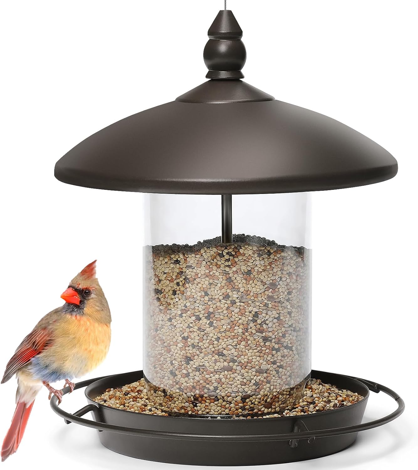 Pack of 2 - Metal Roof Bird Feeder for Backyard Birds, Bronze.