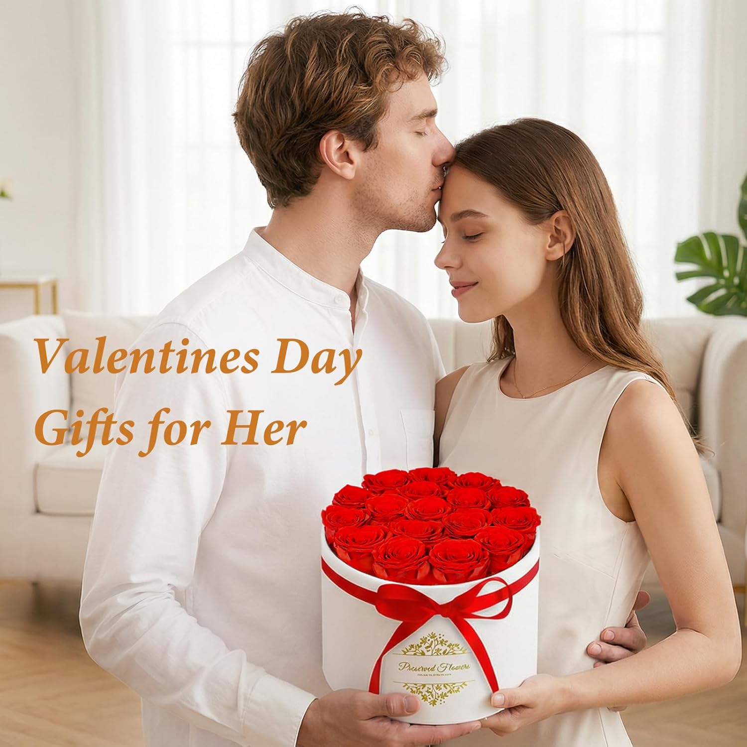 17 Forever Flowers in a Luxury Suede Box, Preserved Roses Birthday Gifts for Women, Romantic Anniversary Valentines Day Gifts for Her Girlfriend Wife, Red