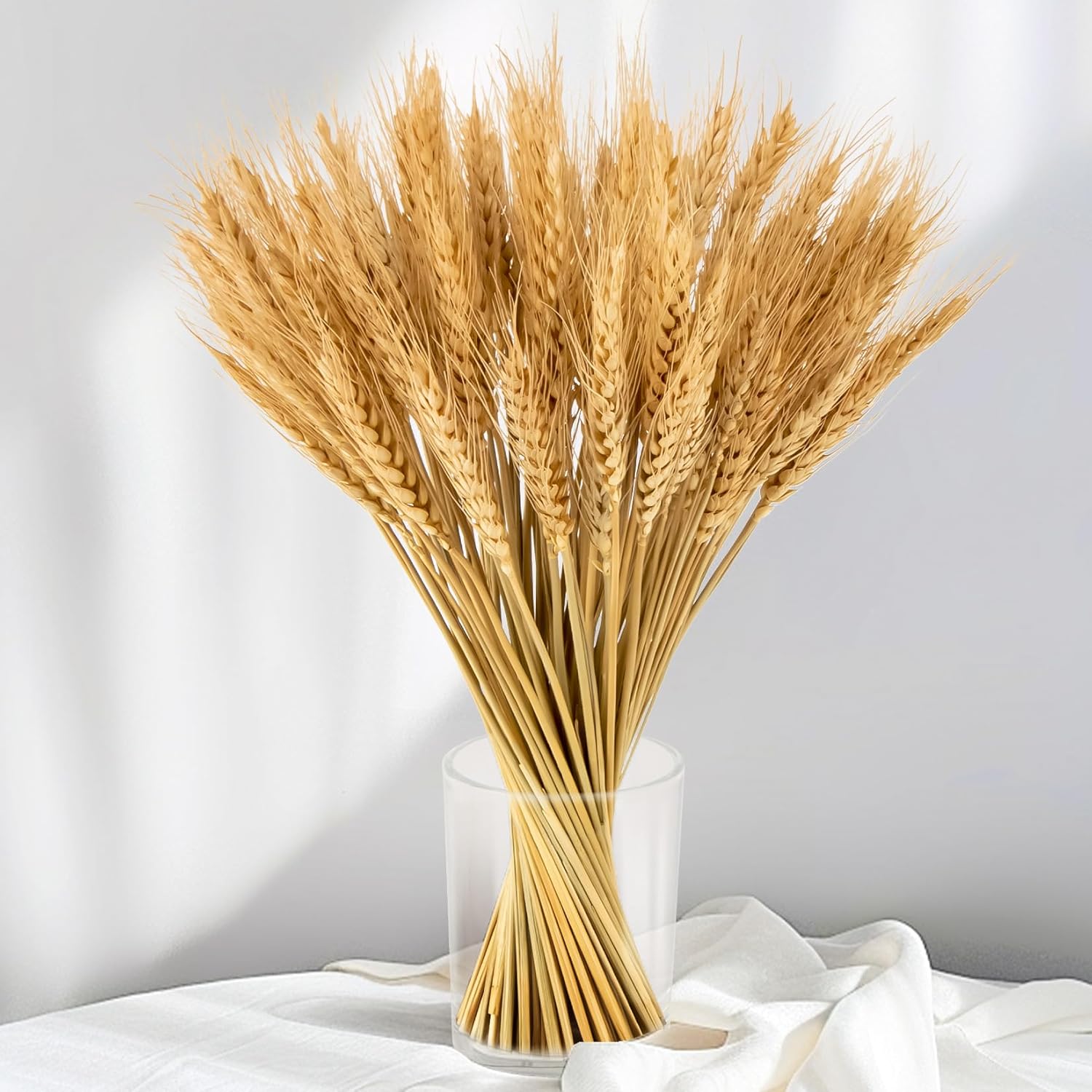 Sukh 100 Stems Dried Wheat Stalks for Decor - Sheaves Grass Natural Bunch Flowers Home Wedding Table Kitchen Boho Farmhouse Fall Arrangement DIY Decoration 12.9 Inches
