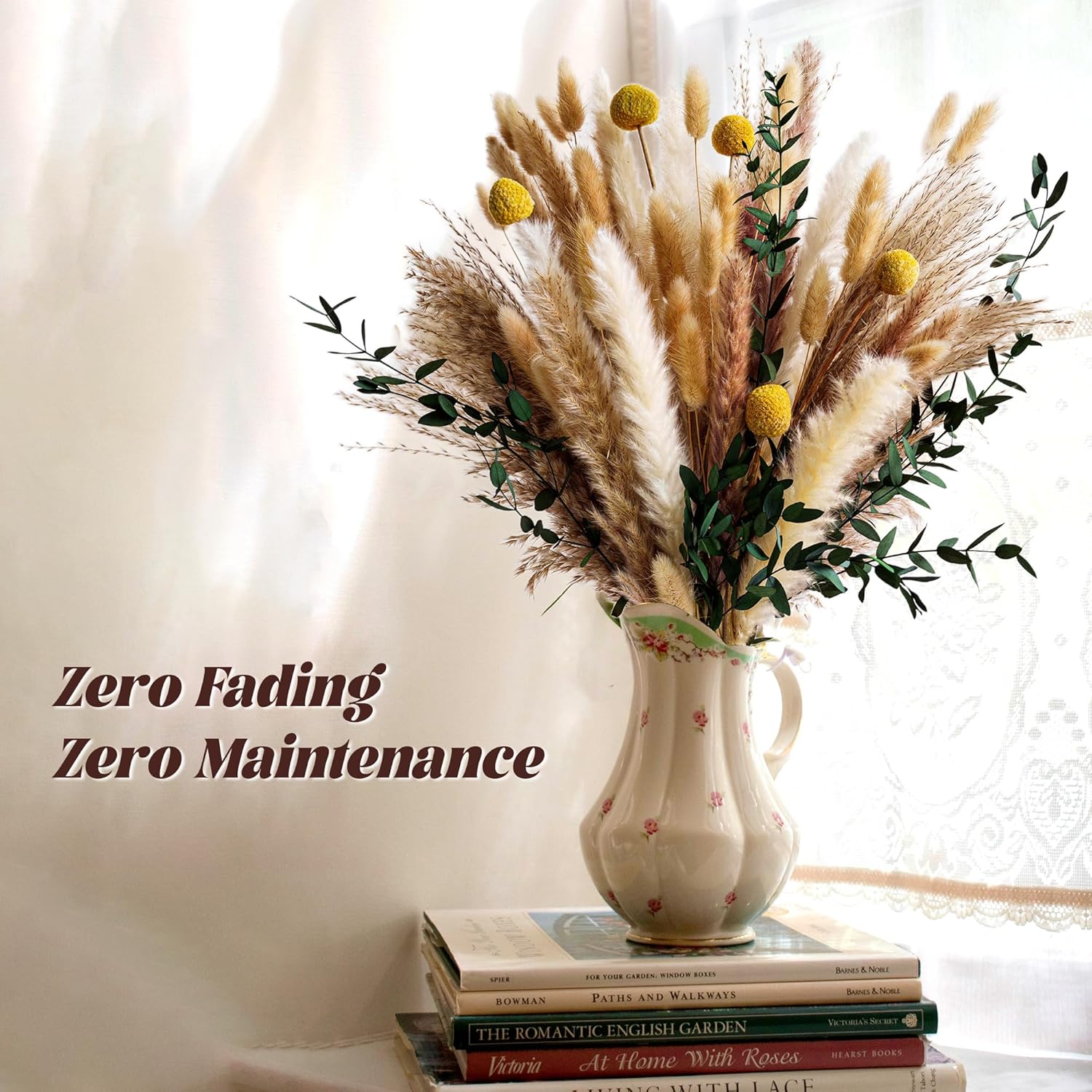 Boho Dried Flowers Bouquet – Olive Green Wall Decor, Pampas Grass Bouquet, Rustic Flower Arrangement, Moody Office & Bedroom Decor, DIY Home Vase Filler, Farmhouse Floral, Boho Wedding Bouquet