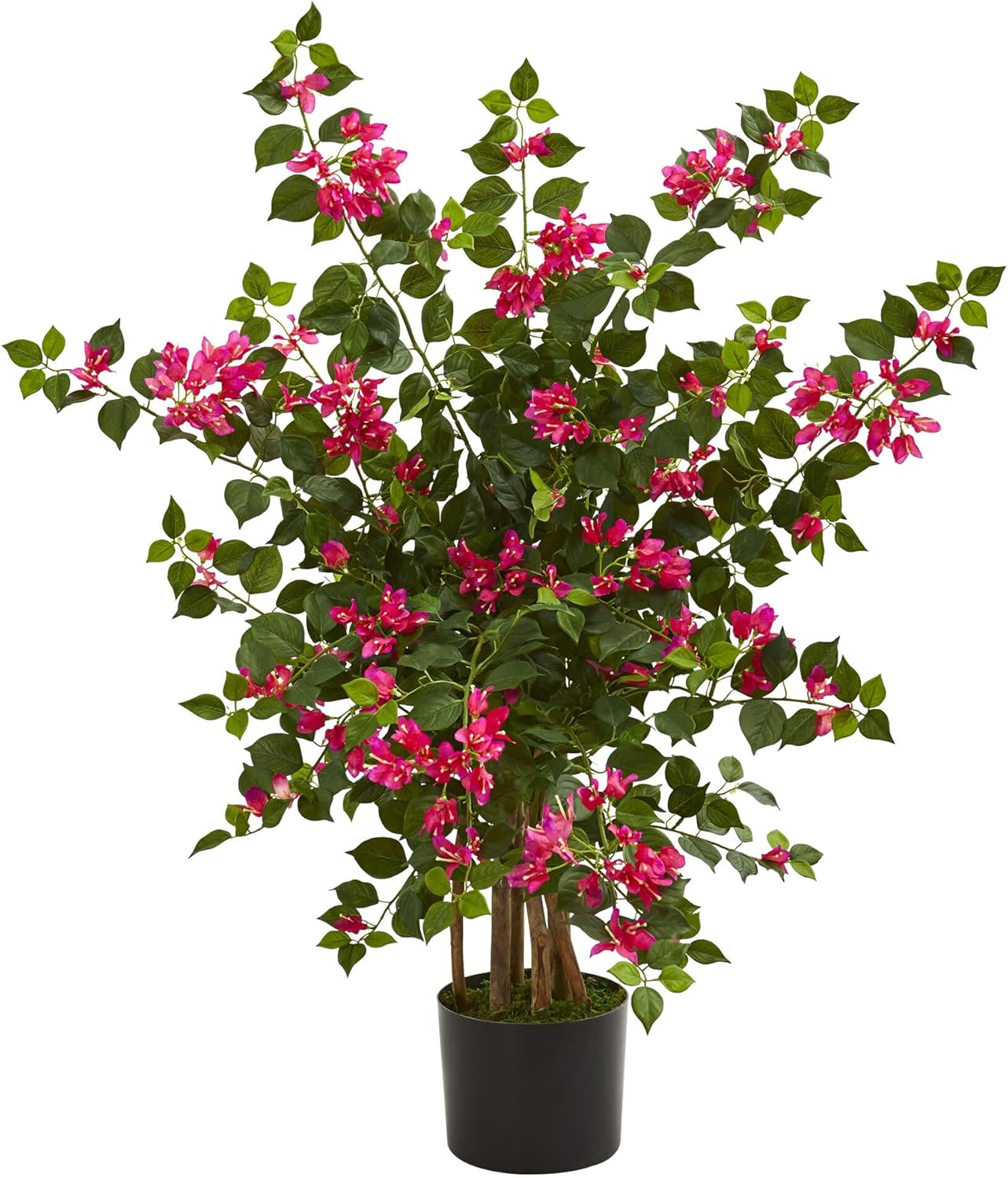 Nearly Natural 42in Artificial Bougainvillea Tree, Faux Flowering Plant With Planter, Indoor Home Office Decor, Low Maintenance, Pink and Green