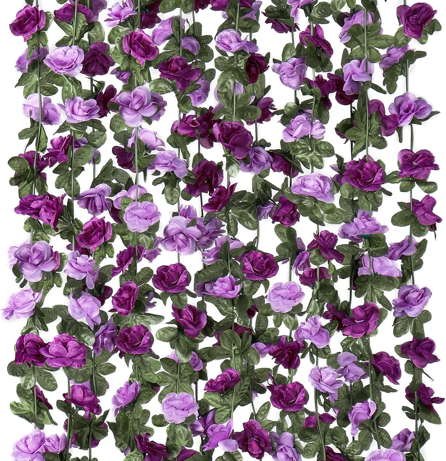 KHOYIME 9 Pack 72 FT Artificial Flower Garland, Fake Purple Roses Vines Silk Flowers Faux Plastic Outdoor Hanging Floral Ivy Garland Decoration for Wedding Arch Bedroom Home Wall Backdrop Room Decor
