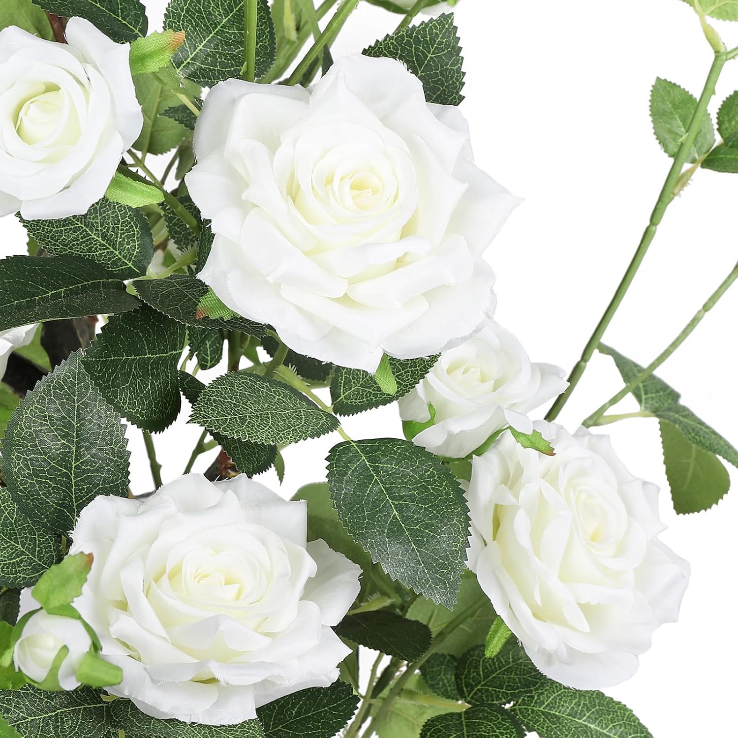 Romantic season 2Pack Artificial Rose Flower Trees, 42Inch White Faux Rose Tree with Green Leaves for Living Room Office Home Outdoor Indoor Decor