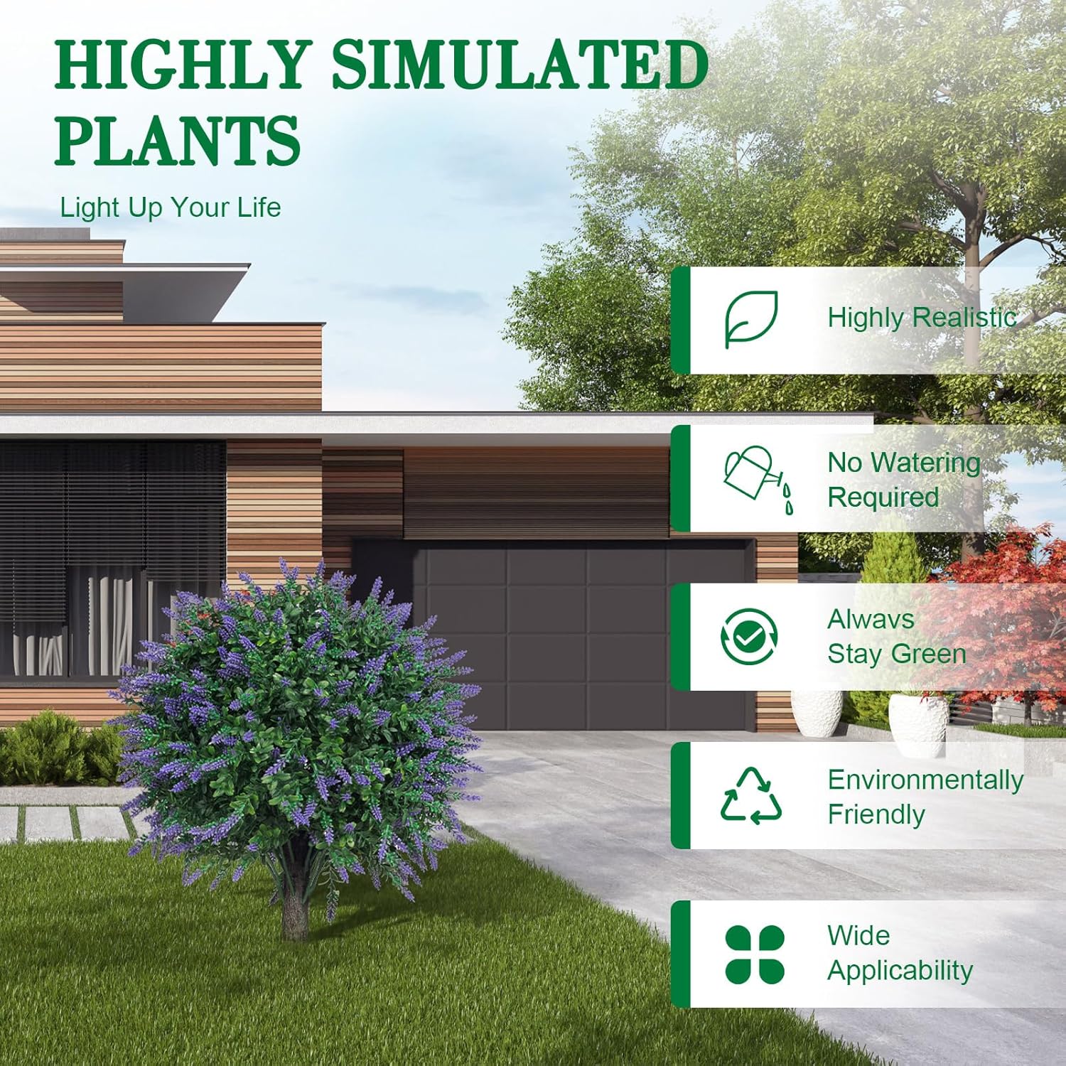 Set of 2 Artificial Lavender Boxwood Topiary Ball Bush for Outdoor with Ground Spike 22", UV Resistant Faux Greenery Shrubs, Fake Boxwood Plants for Indoor, Garden, Yard, Porch, Patio Decor