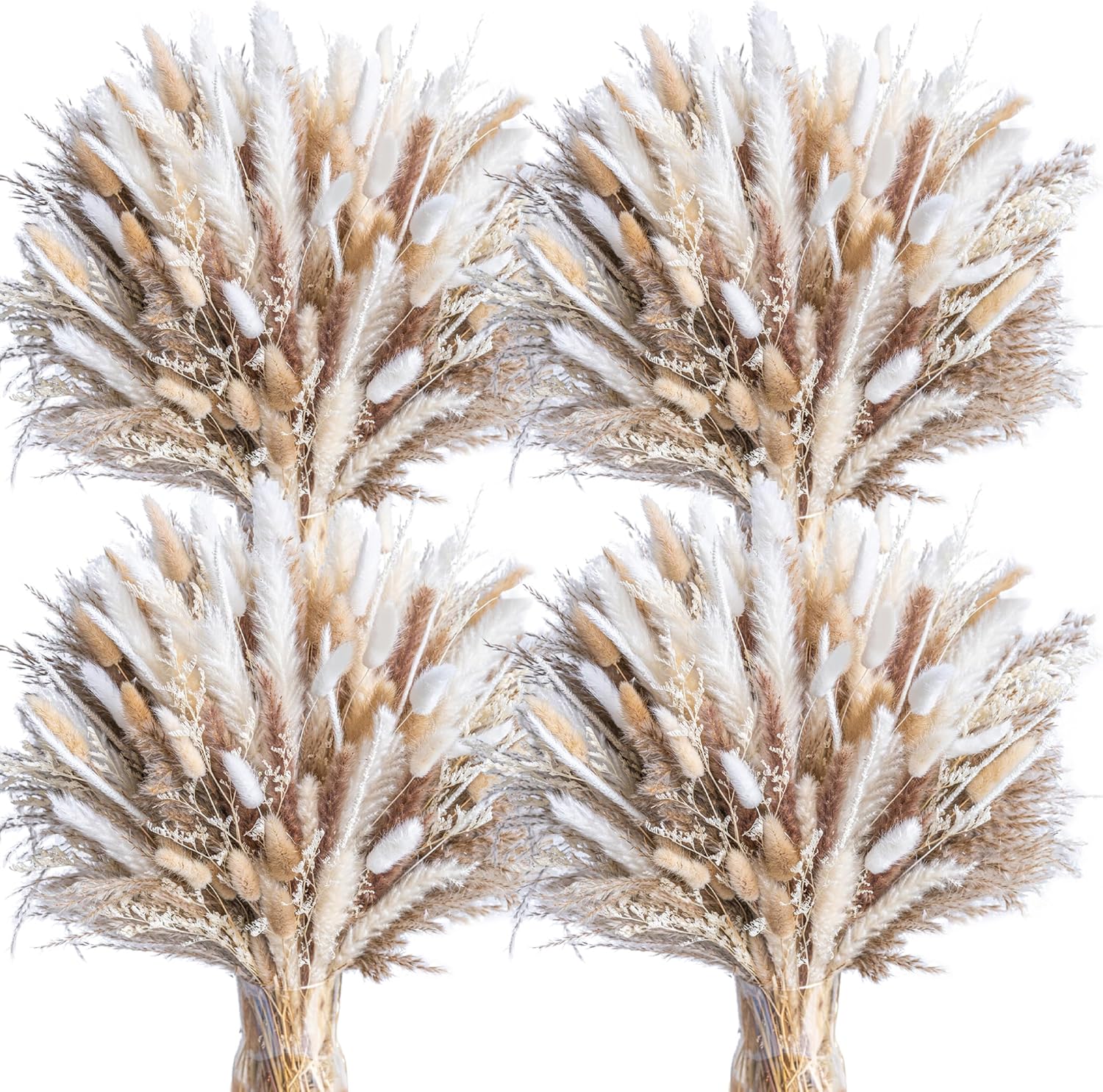 70PCS Natural Dried Pampas Grass Boho Home Decor Bouquet Phragmites Dried Flowers Bouquet for Wedding Floral Arrangements Home Decorations (70PCS)